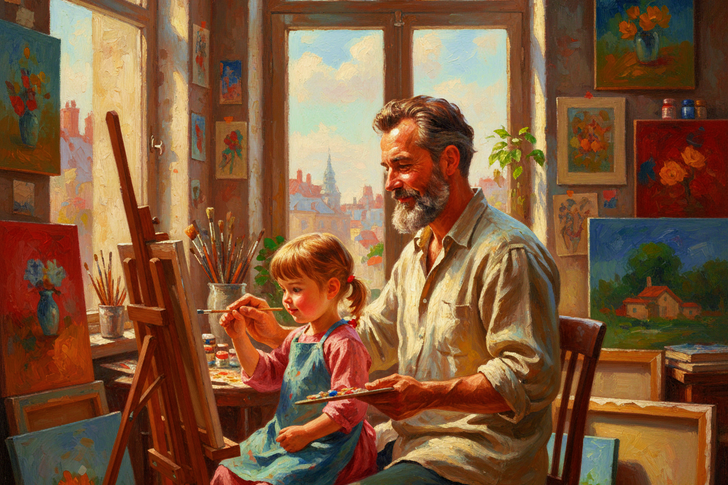 Artist and Daughter Jigsaw Puzzle