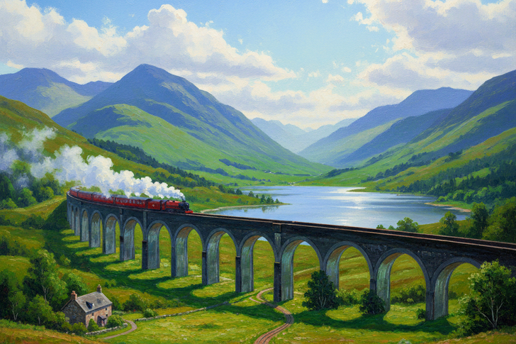 Crossing Glenfinnan Viaduct Jigsaw Puzzle