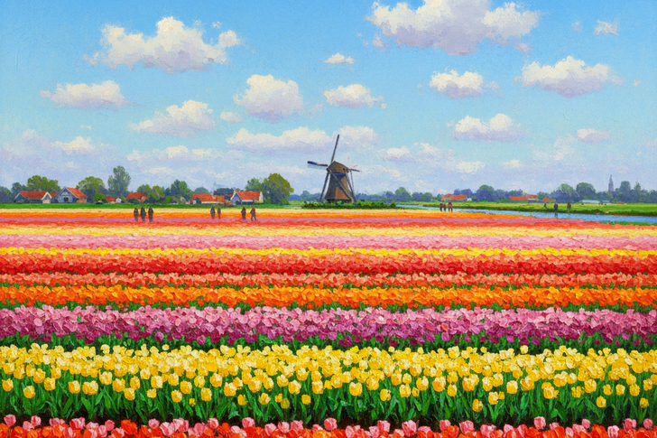 Field Of Tulips Holland Jigsaw Puzzle