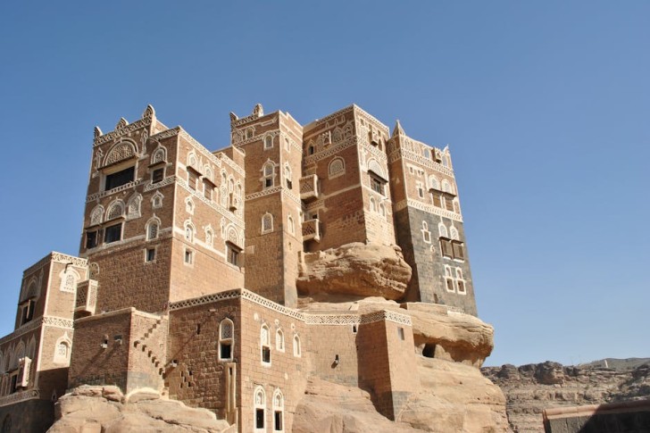 Dar Al Hajar Rock Palace In Yemen On A Clear Day
