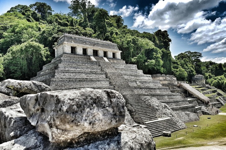 Pyramide Palenque Landskap Natur