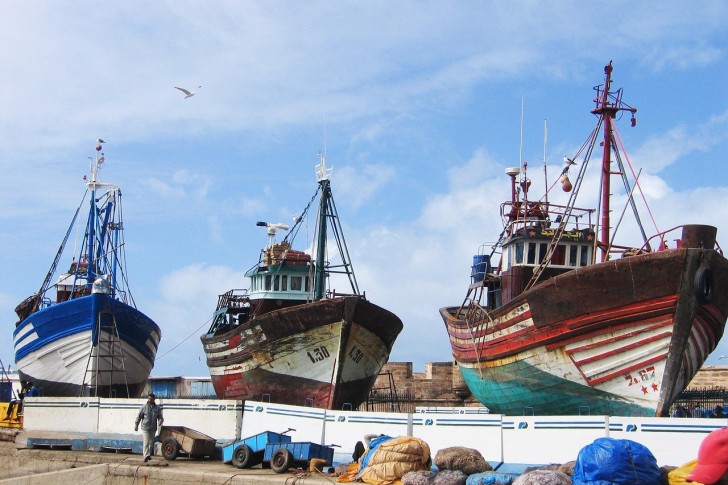 Marocko fartyg hamn Essaouira