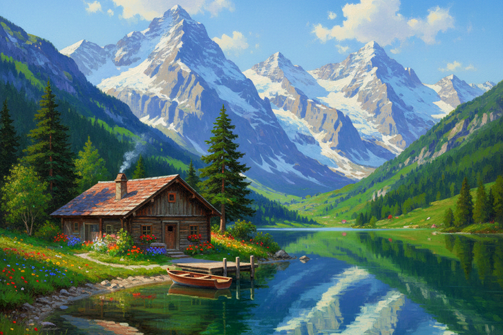 Lakeside Cabin Jigsaw Puzzle