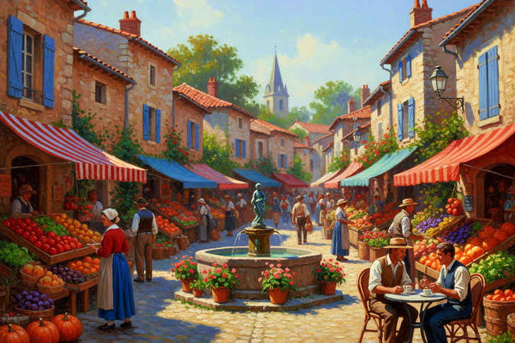 Market in France Jigsaw Puzzle