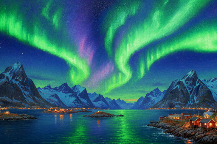 Panorama Colorful Night Over Lofeton Jigsaw Puzzle