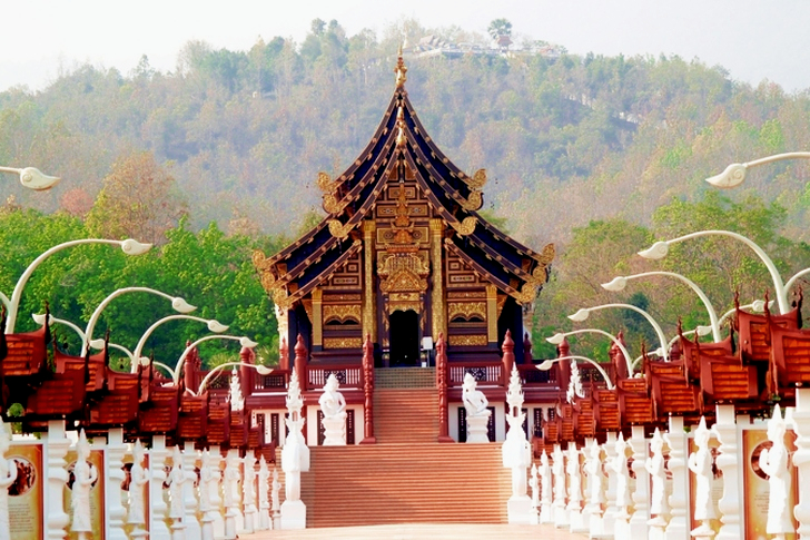Black Temple With Forest Background