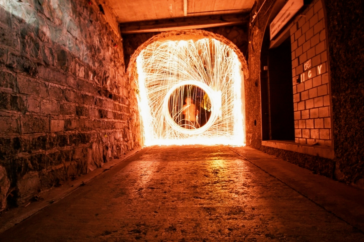 Timelapse Man in Hallway With Light