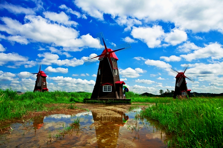 Windmill Near Grass Field