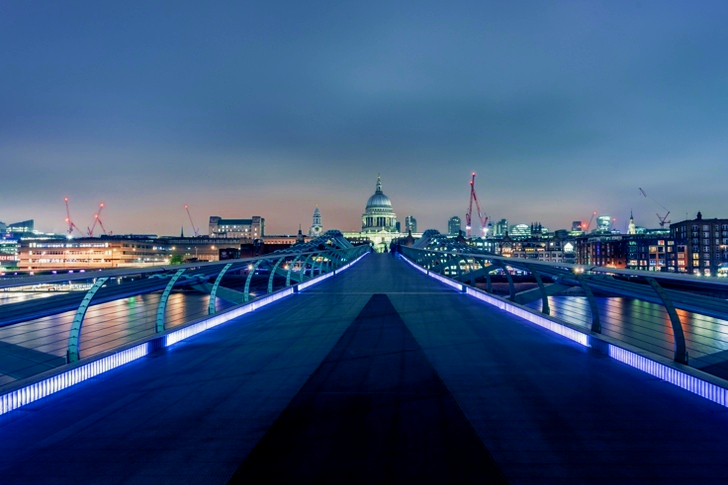 Architectural of Bridge Near of High-rise Buildings