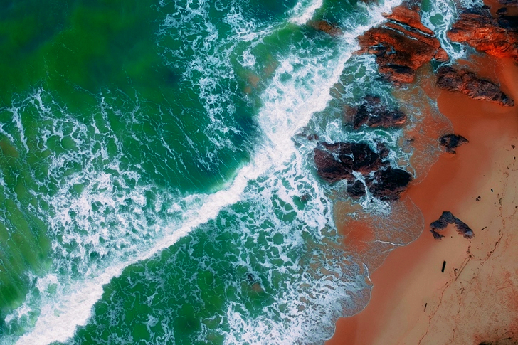 Bird's Eye View Of Shore During Daytime