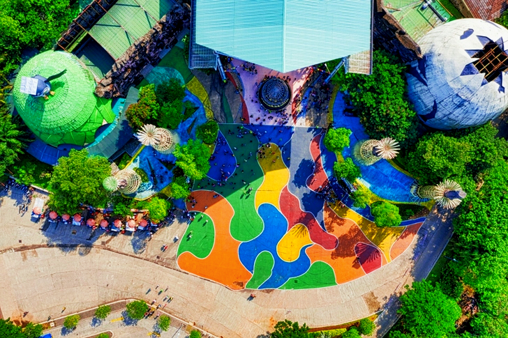 Top View of a Colorful Resort