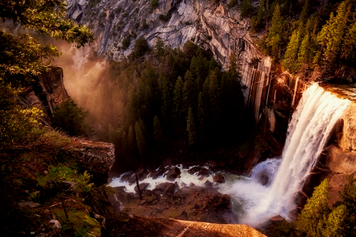 Aerial Water Falls and Mountains