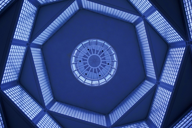Hexagonal Blue Roof Wallpaper