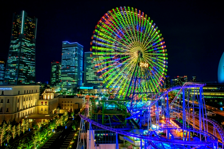 Multicolored Led Lights on Ferris Wheel and Roller Coaster during Nighttime