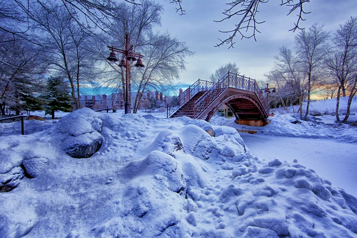 Bridge With White Snow