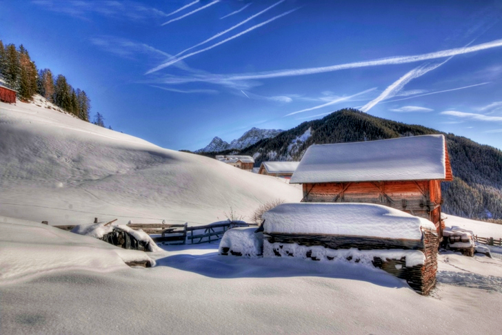 Brown Wooden House Covered With Snow