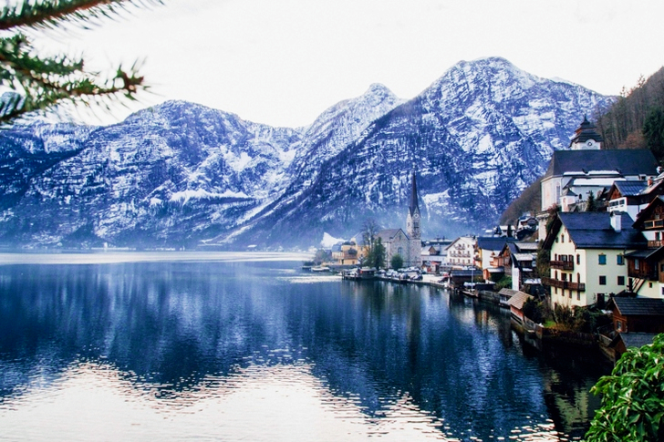 View of Lake and Snowy Mountains