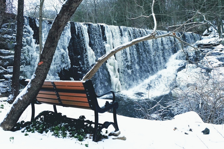 Snow Covered With Brown and Black Steel Couch