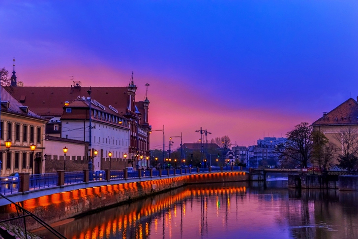 Close-up of City Scape at Night