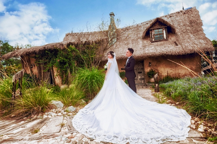 Man and Woman Wearing Wedding Outfits