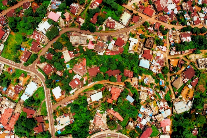 Aerial House Roofs Of A Residential Area