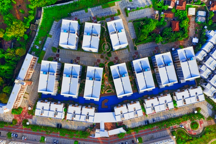 Aerial of White Roof Of Buildings
