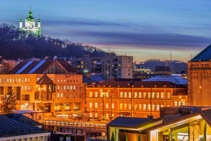 Aerial View of Brown-and-gray Lighted Buildings