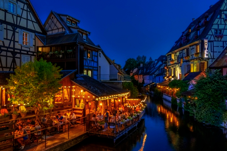Buildings and Canal during Nighttime