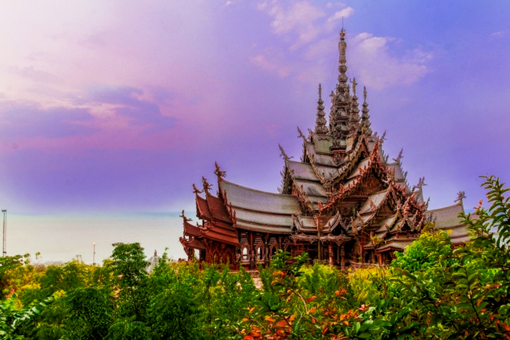 Selective Focus of White and Brown Temple