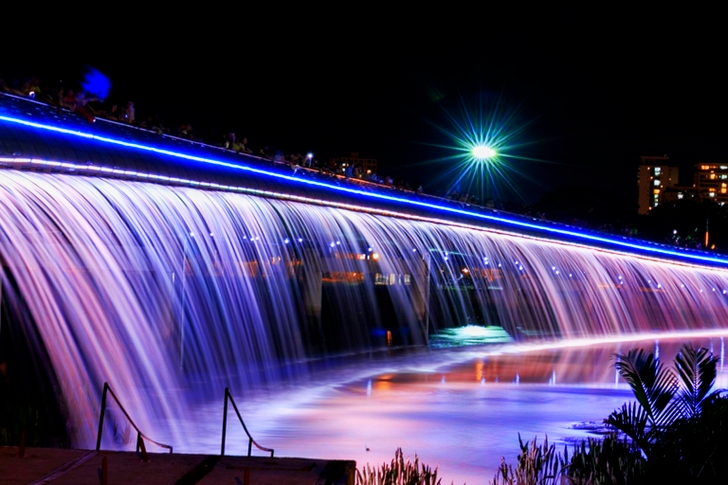 Led Water Fountain during Night