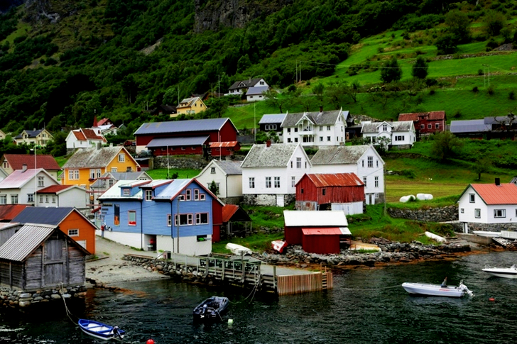 Village Near Body Of Water