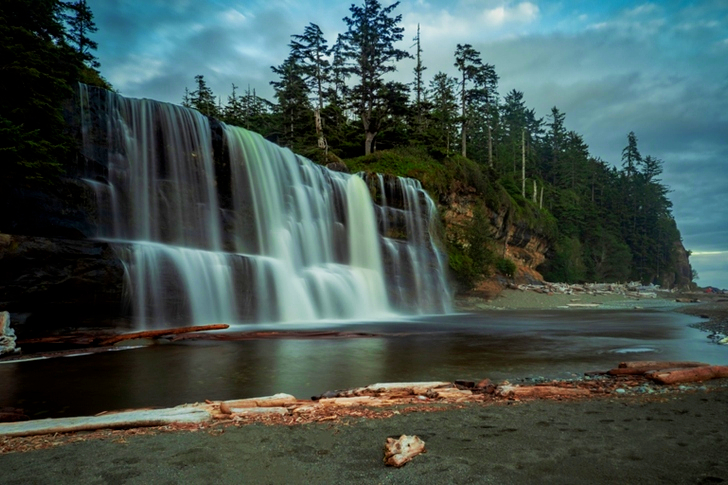 Waterfalls Near Mountain