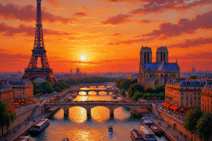 Sunset in Paris Jigsaw Puzzle